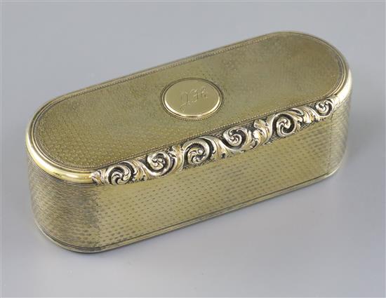 A William IV silver gilt ovoid snuff box by Benjamin Smith,